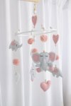 Cot Mobile Pink Ellie Heart And Pom Pom