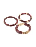 Mixed Burgundy Resin & Gold Stretch Bracelets 3-PACK