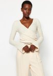 Premium Double Breasted Neck Regular normal Fit Blouse - Beige