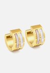 Broad Double-row Hoop Inlay Earring - Gold & White