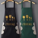Waterproof & Oil-resistant Kitchen Apron With Hand Wipe - Durable Plastic Perfect For Cooking & Home Tasks