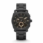 Fossil Machine Black Round Stainless Steel Men's Watch FS4682
