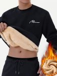 Thermal Trendy Fleece Sweatshirt Men's Casual Classic Design Crew Neck Sweatshirt For Men Fall Winter