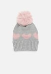 PoP Candy Heart Print Pom Beanie - Grey & Pink