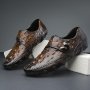 Men's Top Grain Cow Leather Upper Loafer Shoes With Hook & Loop Fastener Comfy Non Slip Rubber Sole Durable Walking Shoes Men's Footwear