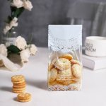 50PCS Elegant White Lace Transparent Bags For Cookies Candies - Perfect For Weddings & Parties 7X15CM