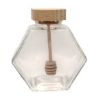 Glass Honey Pot 380ML Wooden Lid And Spoon