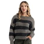 Striped Chunky Knit Top - Olive Free