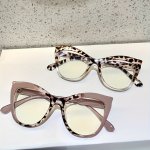 CAT Eye Color Block Frame Clear Lens Computer Glasses Retro Decorative Spectacles For Women