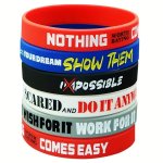 Rubber Wristband Engraved Color Filling Silicone Bracelet Inspirational Quote