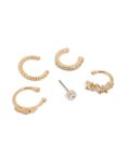 Goldair Gold Cubic Zirconia Cluster Stud & Ear Cuffs 5-PACK