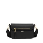 Bryant Ave Medium Flap Crossbody -black gold