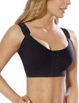 Shaperx Women's Post-surgical Front Closure Sports Bra Adjustable Wide Strap Racerback Support Bra SZ83288-BLACK-M