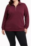 Ladies Tracktop Collar & 1 4 Zip Burgandy - 6XL Burgandy