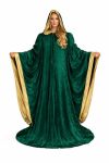 Artemisia Designs Unisex Medieval Velvet Robe With Hood & Satin-lined Bell Sleeves Long Renaissance Costume Fantasy Wizard Cloak