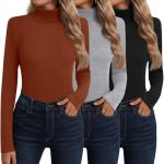 Neer 3 Pack Cotton Women's Turtleneck Long Sleeve Tops Thermal Underwear Base Layer Fall Winter Shirts Sweater XXL Black Light G