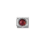 Composable Classic Link Round Faceted Red Stone And Silver