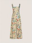 Floral Print Wide Leg Overall Jumpsuit Elegant Backless Overall Jumpsuit For Spring & Summer Women's Clothing