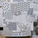 Fleece Blanket Simple Grey Monochrome Ellie Elephant
