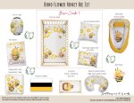 Cot Duvet Bedding Boho Flower Honey Bee Set