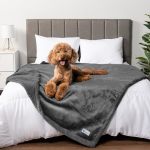 Petami Waterproof Dog Blanket For Couch Queen 90X90 Pee Proof Sherpa Fleece Reversible Pet Throw Furniture Protector For Bed Sof