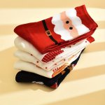 5 Pairs Christmas Print Socks Comfy & Cute Mid Tube Socks Women's Stockings & Hosiery