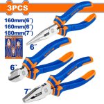- 3 Pce Plier Set Combination + Long Nose +diagonal Cutting