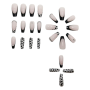 24PCS Press-on Nails With Cow Print And Rhinestone Accents - Black/white