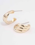 Goldair Gold Swirl Huggie Hoop Earrings