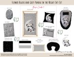 Cot Duvet Bedding Flower Black And Grey Panda In The Night Sky Set Neutral