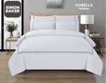 Simon Baker T200 Cotton Percale Embroidered Duvet Cover Set - Isabella Marine Various Sizes - Marine Queen 230CM X 200CM + 2 P