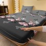 1PC Brushed Fitted Sheet Soft Comfortable Rose Butterfly Bedding Fitted Sheet For Bedroom Guest Room With Deep Pocket Fitted Bed Sheet Only