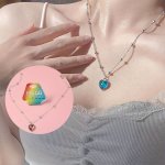 1PC 4PCS Candy Color Changing Heart Pendant Necklace For Women Simple Design Temperature Sensitive Stone Peach Choker Party Jewe