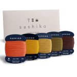 Daruma Sashiko Thread 100% Cotton Card Type 43.7 Yd X 5 Colors With English Manual Sewing & Embroidery Value Set With Gift Packa