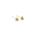 Three Claw MINI Peridot Stud Earrings In Yellow Gold