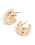 Goldair Gold Chubby Ribbed Hoop Earrings