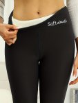 Plush Lined Thermal Pants Letter Pattern Wideband Waist Slim Elastic Tights For Winter Women's Lingerie & Sleepwear