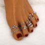 9 Pcs Adjustable Foot Ring Set Snake Butterfly Dragonfly Dolphin Heart Leaf Etc Shape Foot Ring Set For Women