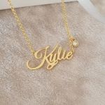 CNE800419G - Stunning Gold Plated 925 Sterling Silver Birthstone Name Necklace