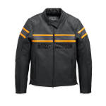 Men’s Sidari Venting Slim Fit Leather Jacket Black