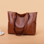 Faux Leather Tote Bag Multi Pockets Bag Large Handbags For Work School Travel