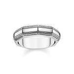 Mens Silver Pattern Cornered Ring - 66