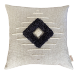 Zulu Pattern 3 Punch Needle Scatter Cover - 50CM X 50CM Charcoal On Oatmeal Fabric