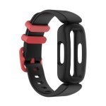 For Fitbit Ace 3 Silicone Integrated Replacement Strap Watchband Black Red Buckle
