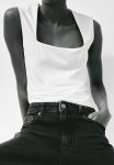 Square-neck Jersey Top - White
