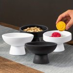 1PC Ceramic Fruit Bowls With Pedestal Assorted Colors Decorative Art Style Living Room Home Decor Centerpiece Display Tray For S