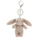 Miokkley Cute Bunny Plush Keychain For Backpack 3.5" Inch MINI Rabbit Keychain Purse Charm Pendant Gift For Women Gray Pink
