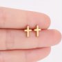 MINI Cross Stud Earrings Stainless Steel 18K Gold Plated Elegant Cute Style Stud Earrings Cartilage Tragus Earring Jewelry