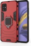 Galaxy A21S Shockproof Black Panther Magnetic Ring Stand Cover - Red
