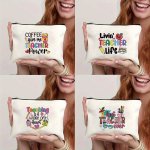 Teacher Pattern Cosmetic Bag Portable Zipper Makeup Storage Bag Trendy Coin Purse Travel Toiletry Organizer Bag Teacher Apprecia